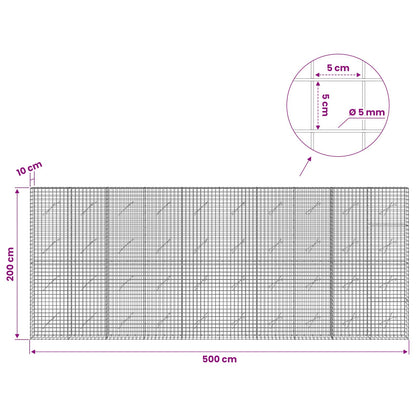 Gabion with 5 mm Wire and 5x5 cm Mesh 500x10x200 cm