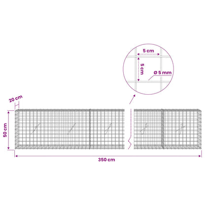 Gabion with 5 mm Wire and 5x5 cm Mesh 350x20x50 cm