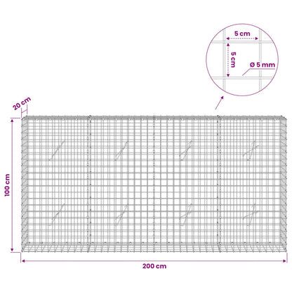 Gabion with 5 mm Wire and 5x5 cm Mesh 200x20x100 cm