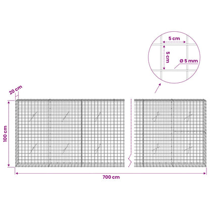 Gabion with 5 mm Wire and 5x5 cm Mesh 700x20x100 cm