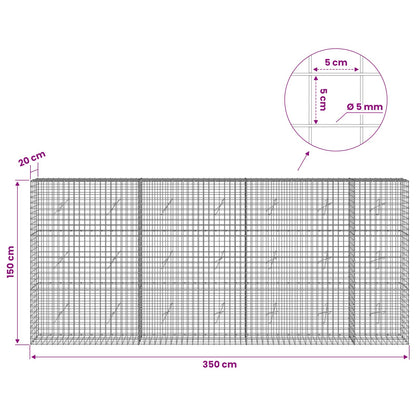 Gabion with 5 mm Wire and 5x5 cm Mesh 350x20x150 cm