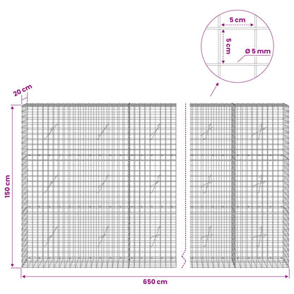 Gabion with 5 mm Wire and 5x5 cm Mesh 650x20x150 cm