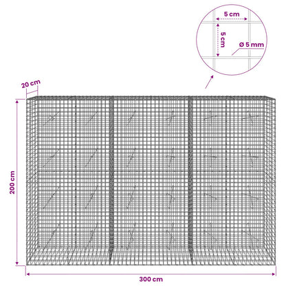 Gabion with 5 mm Wire and 5x5 cm Mesh 300x20x200 cm