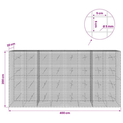 Gabion with 5 mm Wire and 5x5 cm Mesh 400x20x200 cm