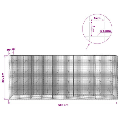 Gabion with 5 mm Wire and 5x5 cm Mesh 500x20x200 cm