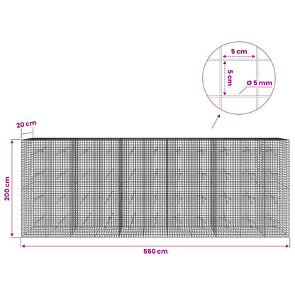 Gabion with 5 mm Wire and 5x5 cm Mesh 550x20x200 cm
