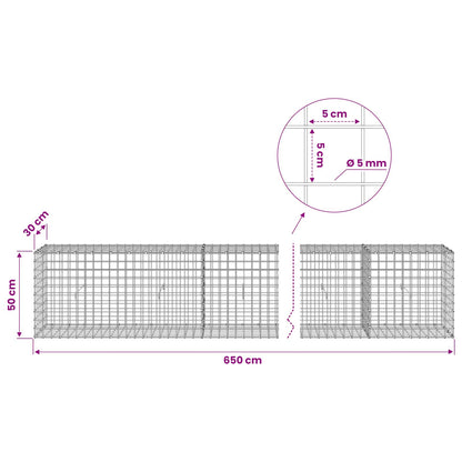 Gabion with 5 mm Wire and 5x5 cm Mesh 650x30x50 cm