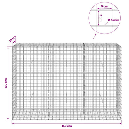 Gabion with 5 mm Wire and 5x5 cm Mesh 150x30x100 cm