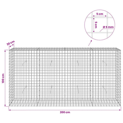 Gabion with 5 mm Wire and 5x5 cm Mesh 200x30x100 cm