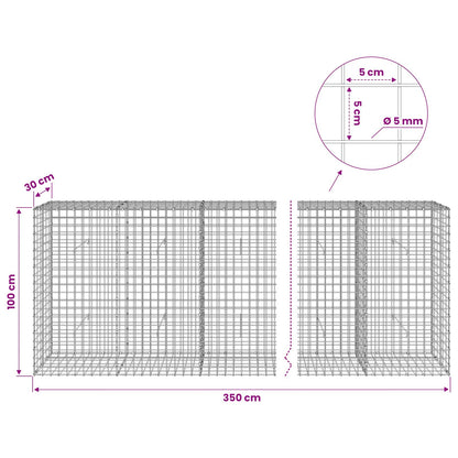 Gabion with 5 mm Wire and 5x5 cm Mesh 350x30x100 cm