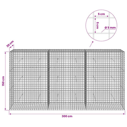 Gabion with 5 mm Wire and 5x5 cm Mesh 300x30x150 cm