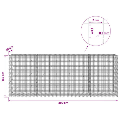 Gabion with 5 mm Wire and 5x5 cm Mesh 400x30x150 cm