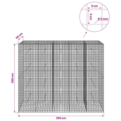 Gabion with 5 mm Wire and 5x5 cm Mesh 250x30x200 cm