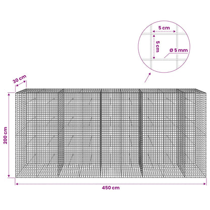 Gabion with 5 mm Wire and 5x5 cm Mesh 450x30x200 cm