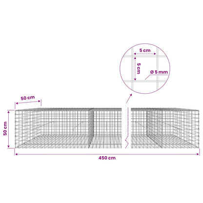 Gabion with 5 mm Wire and 5x5 cm Mesh 450x50x50 cm