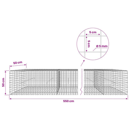 Gabion with 5 mm Wire and 5x5 cm Mesh 550x50x50 cm