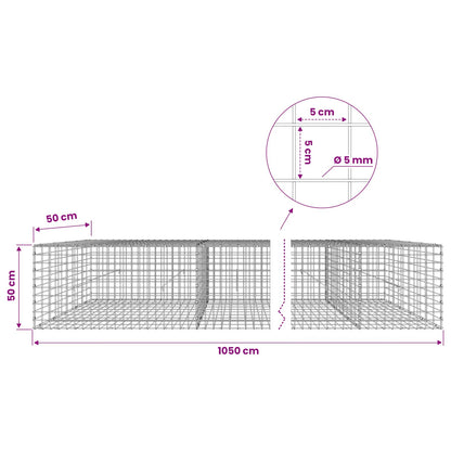Gabion with 5 mm Wire and 5x5 cm Mesh 1050x50x50 cm