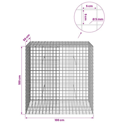 Gabion with 5 mm Wire and 5x5 cm Mesh 100x50x100 cm