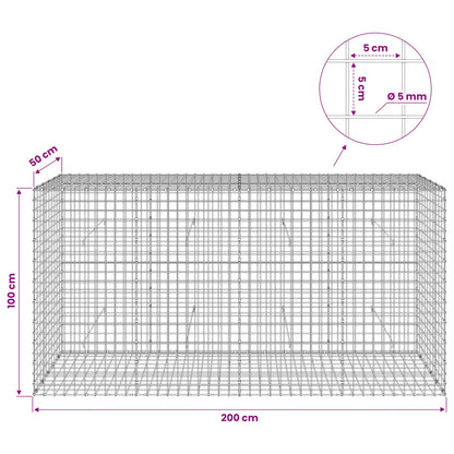 Gabion with 5 mm Wire and 5x5 cm Mesh 200x50x100 cm