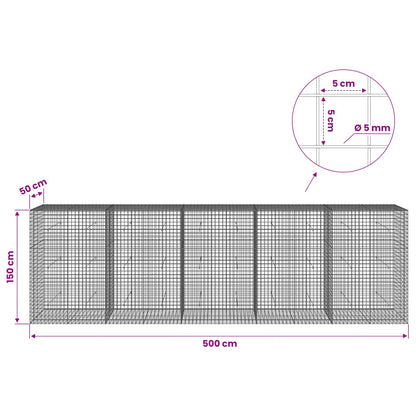 Gabion with 5 mm Wire and 5x5 cm Mesh 500x50x150 cm