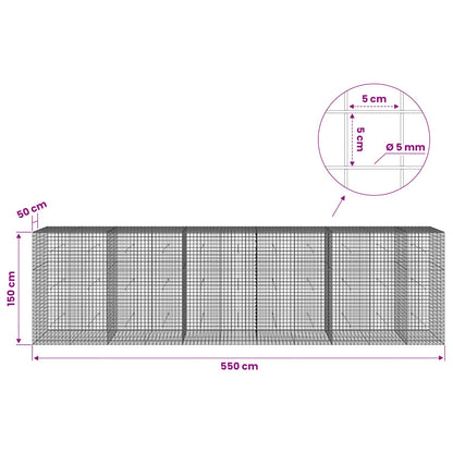 Gabion with 5 mm Wire and 5x5 cm Mesh 550x50x150 cm
