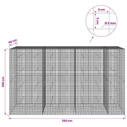 Gabion with 5 mm Wire and 5x5 cm Mesh 350x50x200 cm