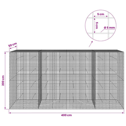 Gabion with 5 mm Wire and 5x5 cm Mesh 400x50x200 cm