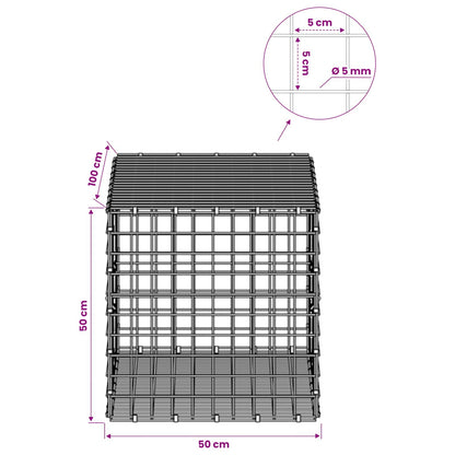 Gabion with 5 mm Wire and 5x5 cm Mesh 50x100x50 cm