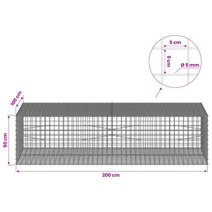 Gabion with 5 mm Wire and 5x5 cm Mesh 200x100x50 cm