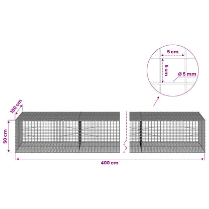 Gabion with 5 mm Wire and 5x5 cm Mesh 400x100x50 cm
