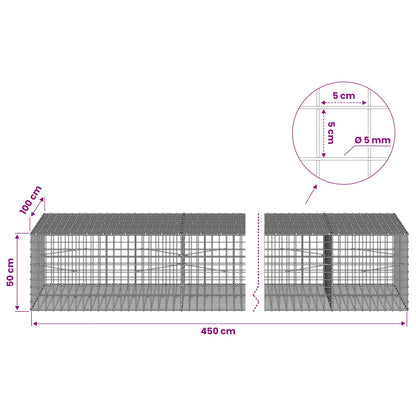 Gabion with 5 mm Wire and 5x5 cm Mesh 450x100x50 cm