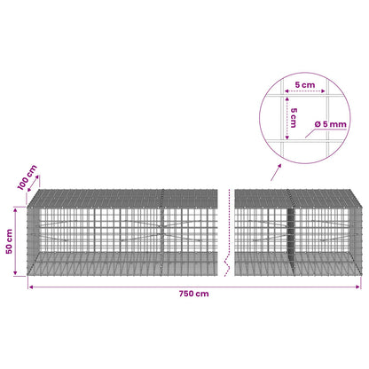 Gabion with 5 mm Wire and 5x5 cm Mesh 750x100x50 cm