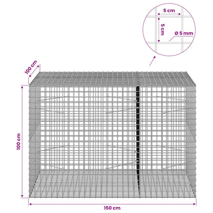 Gabion with 5 mm Wire and 5x5 cm Mesh 150x100x100 cm
