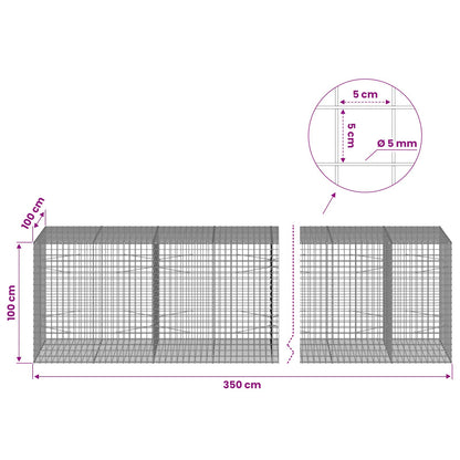 Gabion with 5 mm Wire and 5x5 cm Mesh 350x100x100 cm