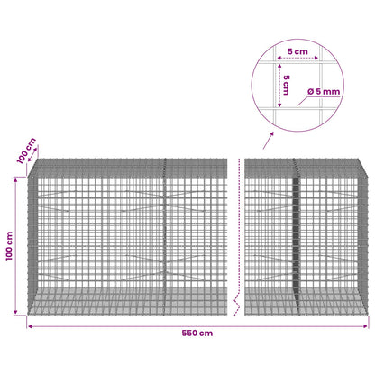 Gabion with 5 mm Wire and 5x5 cm Mesh 550x100x100 cm