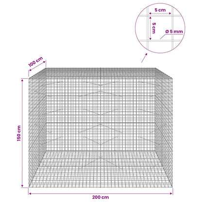 Gabion with 5 mm Wire and 5x5 cm Mesh 200x100x150 cm