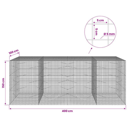Gabion with 5 mm Wire and 5x5 cm Mesh 400x100x150 cm
