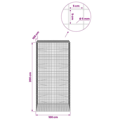 Gabion with 5 mm Wire and 5x5 cm Mesh 100x100x200 cm