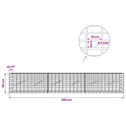 Gabion with 5 mm Wire and 5x10 cm Mesh 300x10x50 cm