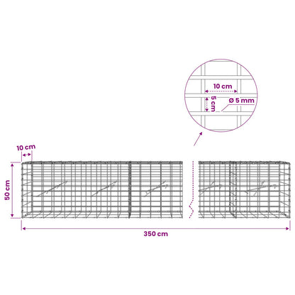 Gabion with 5 mm Wire and 5x10 cm Mesh 350x10x50 cm