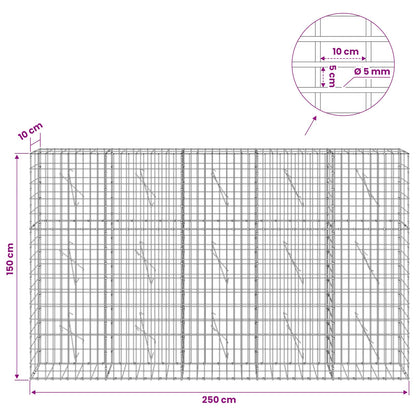 Gabion with 5 mm Wire and 5x10 cm Mesh 250x10x150 cm