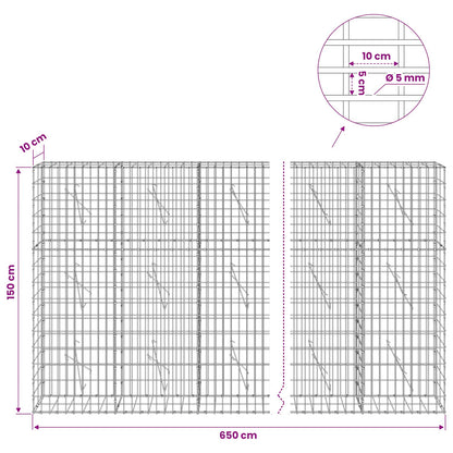 Gabion with 5 mm Wire and 5x10 cm Mesh 650x10x150 cm