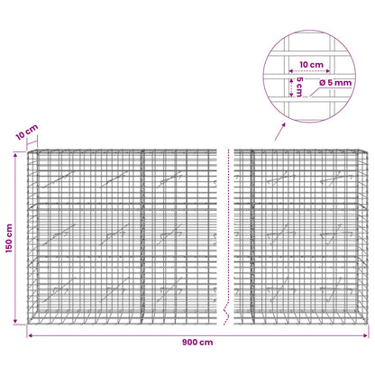 Gabion with 5 mm Wire and 5x10 cm Mesh 900x10x150 cm