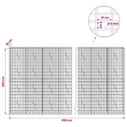Gabion with 5 mm Wire and 5x10 cm Mesh 650x10x200 cm