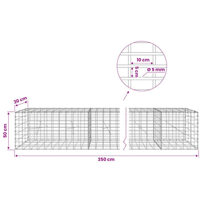 Gabion with 5 mm Wire and 5x10 cm Mesh 350x20x50 cm