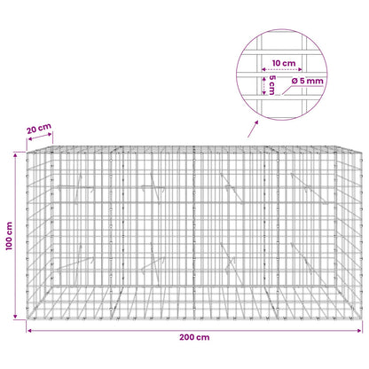Gabion with 5 mm Wire and 5x10 cm Mesh 200x20x100 cm