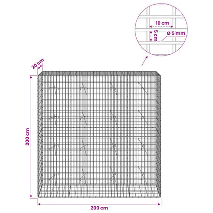 Gabion with 5 mm Wire and 5x10 cm Mesh 200x20x200 cm