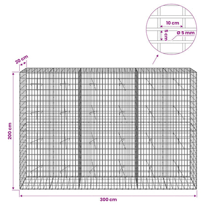 Gabion with 5 mm Wire and 5x10 cm Mesh 300x20x200 cm