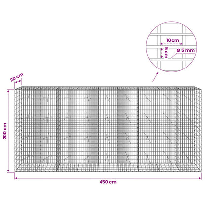 Gabion with 5 mm Wire and 5x10 cm Mesh 450x20x200 cm
