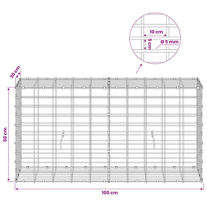 Gabion with 5 mm Wire and 5x10 cm Mesh 100x30x50 cm
